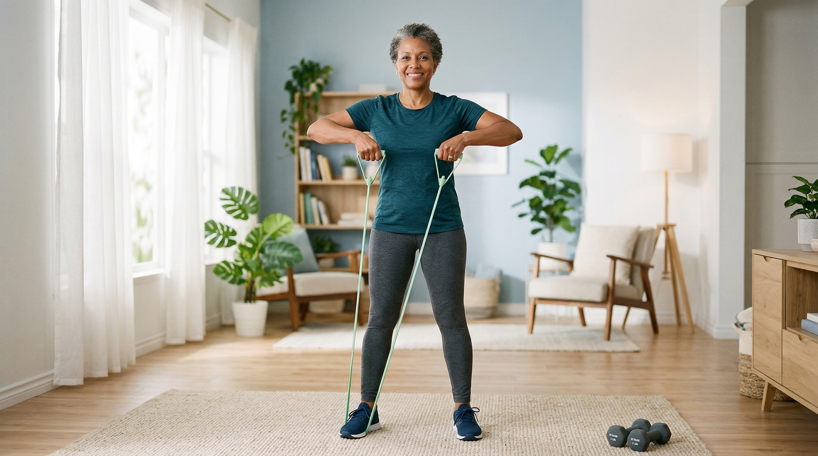 Person doing weight-bearing and resistance exercises for bone health